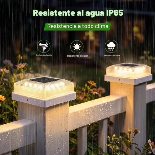 Vista 6 de Brightever 3.5 x 3.5 4x4 luz solar para poste al aire libre, paquete de 4 luces solares para postes de madera/vinilo, 3 modos de iluminación, luces