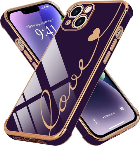 Vista 15 de LCHULLE Funda compatible con iPhone 12 para mujeres y niñas, bonito diseño de corazón de amor con enchapado de lujo, cubierta de TPU suave a prueba