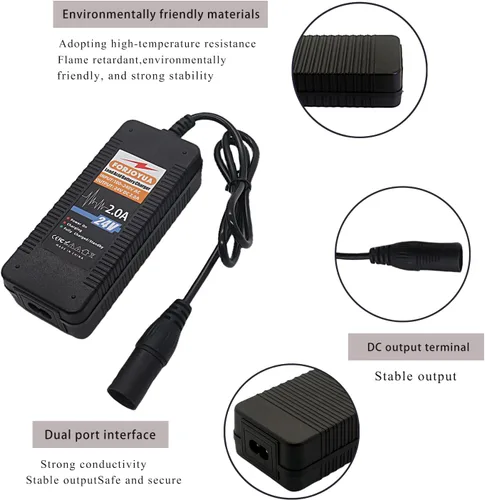 Vista 3 de Cargador de batería de plomo-ácido de 24V 2A AC/DC para batería de plomo-ácido de 24V con conector XLR-3Pin Carga rápida
