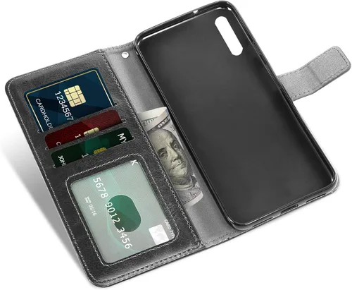 Vista 3 de Asuwish Funda compatible con Samsung Galaxy A50, protector de pantalla de vidrio templado y funda de piel con tapa para tarjetero, accesorios