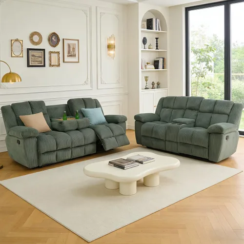 Vista 21 de Juego de sofá reclinable manual, juego de sofá reclinable de microfibra, juego de muebles modernos para sala de estar, sofá reclinable para sala