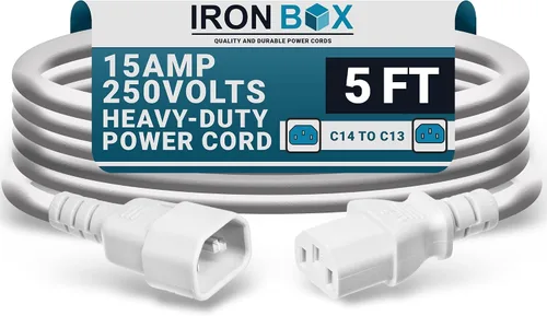 Vista 60 de IronBox Electric - Cable de Alimentación C14 a C13 de Servicio Pesado, 15A, 250V, Cable de Extensión para Computadora 14/3 AWG - Cables