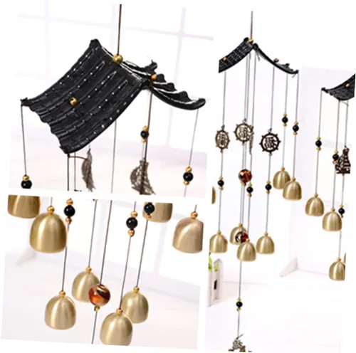 Vista 8 de BESTOYARD Abalorio de viento decoración de campana de viento Feng Shui, campana de viento china bendición colgante campanas de cobre colgantes Feng