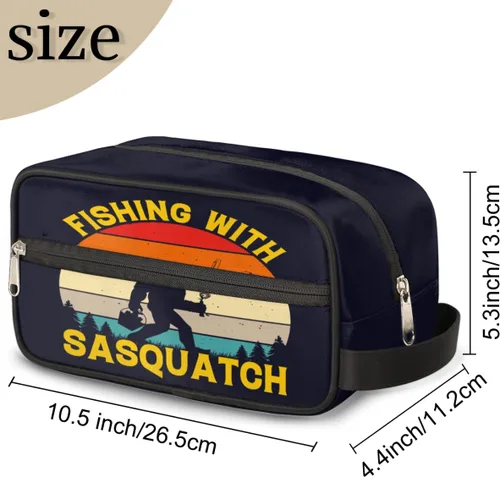 Vista 2 de Neceser de viaje para hombres y mujeres, bolsa de afeitar resistente al agua, bolsas de almacenamiento plegables con asa para artículos de tocador
