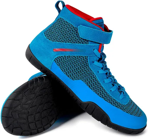 Vista 6 de Zapatos de lucha libre para hombre, zapatos de boxeo, fitness, levantamiento de pesas, levantamiento de pesas, suela de caída cero