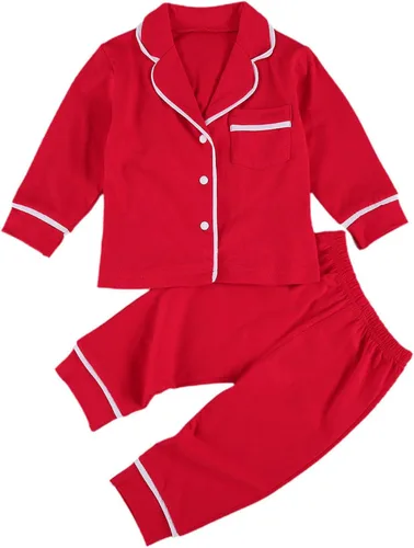 Vista 26 de Conjunto de pijama de satén para niños, niña y niño, con botones, camiseta para dormir+pantalones largos, ropa para dormir y de estar en casa W Rosa