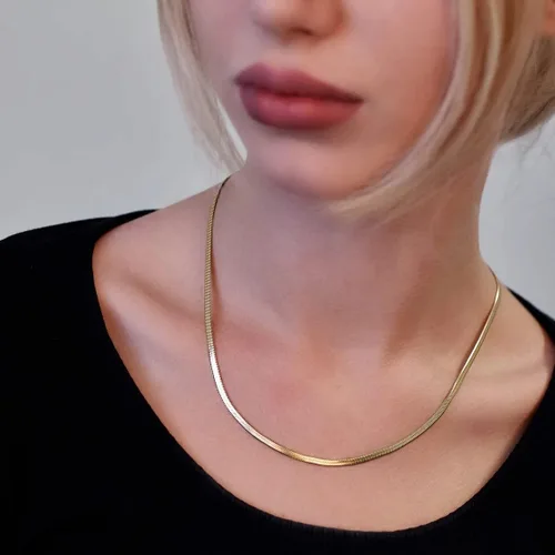 Vista 2 de Mauzew Collar de cadena de serpiente chapada en oro de 18 quilates, collar de espiga en capas, gargantilla para mujer, collares con dije de punto