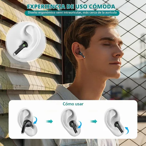 Vista 5 de ACAGET Auriculares inalámbricos para Samsung Galaxy S24 Ultra S25 S23 FE S22 S21 Plus Bluetooth 5.3 Auriculares con cancelación de ruido para iPhone