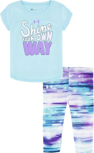 Vista 3 de Under Armour Conjunto de camisa y leggings de manga corta para niñas, elástico duradero y ligero Vivid Lilac Sp22