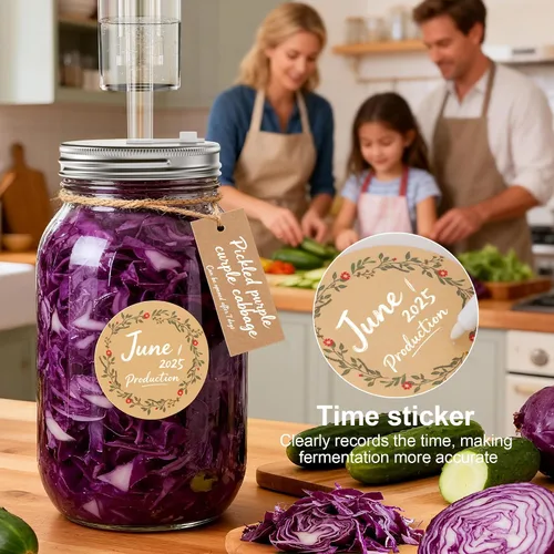Vista 5 de Kit de fermentación de 4 unidades para todos los frascos Mason de boca ancha (cuatro tarros Mason de 32 oz incluidos), frascos de fermentación