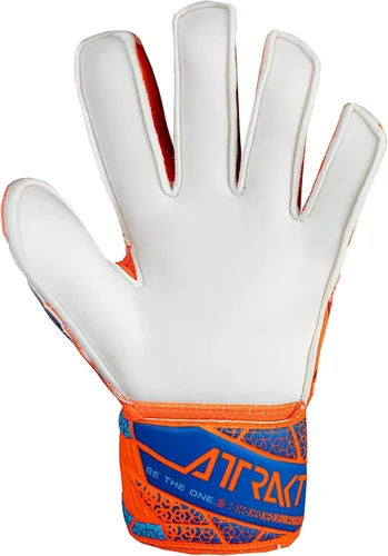 Vista 2 de Reusch Attrakt Solid Finger Support Junior Goalie Gloves Durable & Breathable Soccer Youth Goalkeeper Gloves Orange & Blue