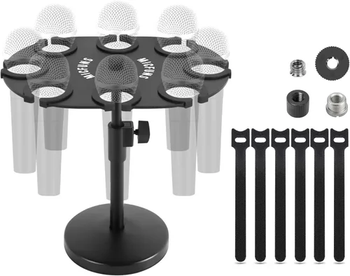 Vista 9 de TM100 Soporte para micrófono múltiple para soporte de micrófono, accesorio de bandeja cuadrada con capacidad para hasta 8 micrófonos en el escenario