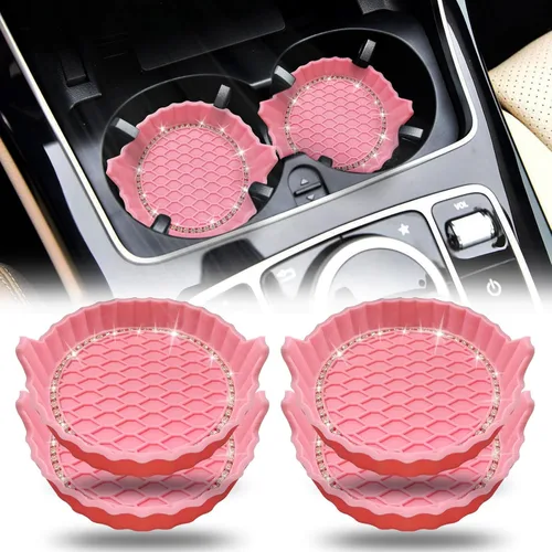 Vista 10 de Portavasos para automóvil, posavasos antideslizantes para automóvil, inserto universal para portavasos de automóvil, tapete de accesorios