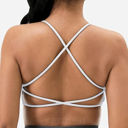 Vista 3 de YEOREO Pearl - Brasier deportivo para mujer, con tirantes cruzados, espalda cruzada, espalda descubierta, extraíble, acolchado, para yoga