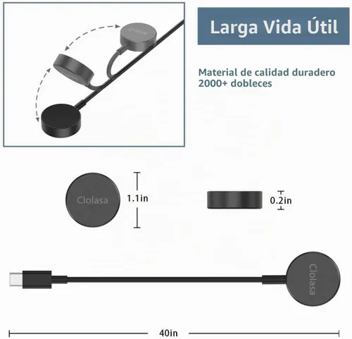 Vista 5 de Clolasa Cargador de reloj compatible con Samsung Galaxy Watch 8/8 Classic/7/Ultra/6/6 Classic/5/5 Pro/4/4 Classic/3/Active2/Active 1, cable de carga
