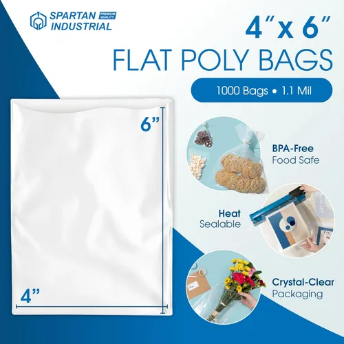 Vista 2 de Bolsas de polietileno transparentes planas de extremo abierto de 4" X 6" (1000 unidades) - 1.1 mil