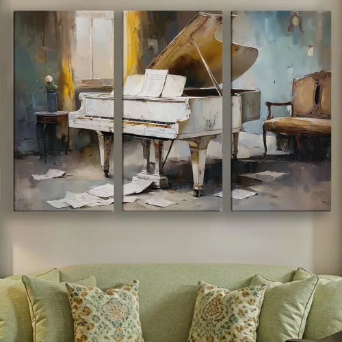Vista 51 de LuxeWood Arte de Pared Musical en Lienzo - Impresiones Temáticas Musicales Medianas y Grandes para Sala de Estar, Oficina, Estudio, Airbnb