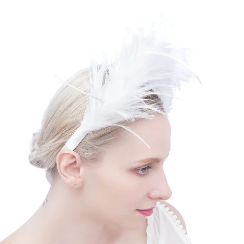 Vista 4 de FELIZHOUSE - Tocado de plumas de los años 20 diadema para mujeres y niñas estilo Kentucky Derby para bodas fiestas de té y disfraces Tocado