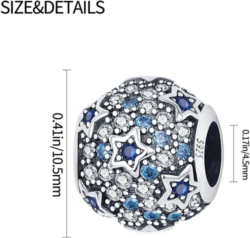 Vista 3 de Abalorio de plata de ley 925 para pulseras y collares Pandora para mujer, circonitas cúbicas 5A, cuentas de joyería