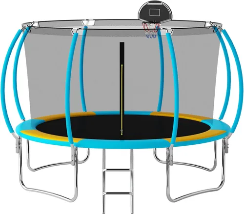 Vista 14 de Trampoline with Net 10FT 12FT 14FT ASTM Approved 500LBS Negro-3