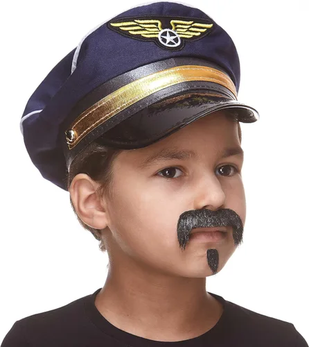 Vista 3 de Mustaches Bigote y barba falsos de Zappa autoadhesivos para niños, novedoso, pequeño pelo facial falso, accesorio de disfraz para niños, color negro