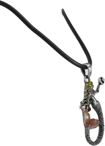 Vista 3 de Ebros Gift Princesa náutica Celestia Sirens of the Seas Queen Mermaid Holding Crystal Jewelry Colgante de medallón de aleación de peltre con collar