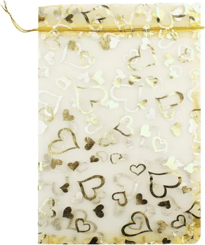 Vista 16 de 8 x 12 pulgadas 100 bolsas de flores de corazón con cordón de organza bolsa de regalo de joyería bolsa de dulces con cordón de regalo de boda