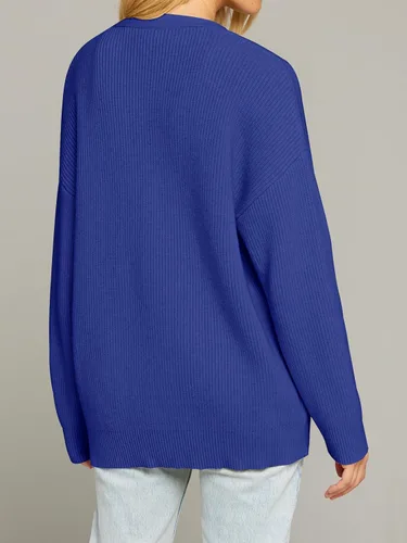 Vista 4 de MEROKEETY Suéteres tipo cárdigan para mujer 2023 para otoño, frente abierto, botones de gran tamaño, cuello en V, suelto, tejido suave