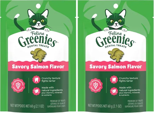 Vista 17 de Greenies Golosinas para gatos, golosinas dentales naturales para gatos adultos recomendadas por veterinarios felinos, sabroso sabor a salmón, bolsa