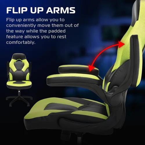 Vista 3 de RESPAWN 3085 Silla de juegos, silla ergonómica de oficina, reposacabezas Verde