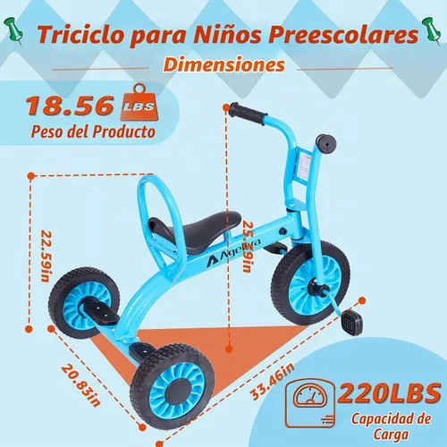 Vista 6 de Trike para niños a partir de 3 años, ruedas de goma de acero al