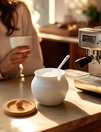 Vista 4 de AISBUGUR Azucarero con tapa y cuchara: tarro de azúcar de 10 onzas con tapa de bambú, recipiente de cerámica para barra de café, encimera