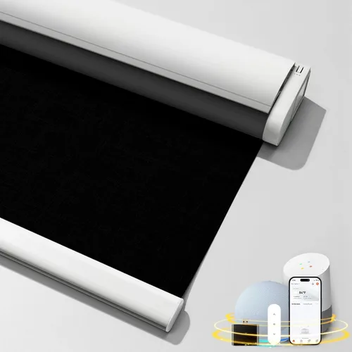 Vista 9 de Persianas inteligentes motorizadas con control remoto, persianas enrollables opacas eléctricas inalámbricas, compatibles con Alexa y Google Blanco
