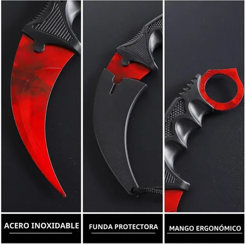 Vista 3 de Cuchillo de entrenamiento Karambit rojo sin filo Karambit cuchillo de entrenamiento de práctica con funda para principiantes herramienta