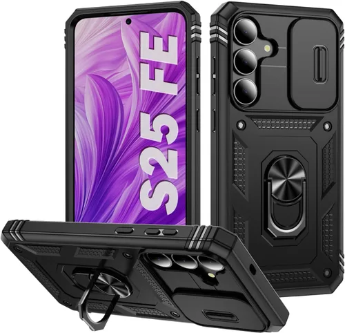 Vista 158 de PASNEW Funda militar para iPhone 13 Pro Max, cubierta de cámara deslizante y soporte de anillo de metal de 360°, carcasa rígida multicapa resistente