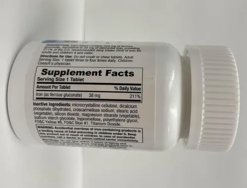 Vista 3 de Puregen Labs Gluconato Ferroso 324 mg [Alta Potencia] Suplemento de Hierro, Suave para el Estómago - 100 Tabletas