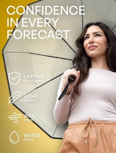 Vista 76 de REPEL Windproof Travel Umbrella - Compact & Withstands Winds up to 85MPH , Strongest Premium Auto Folding Umbrella for Rain and Sun - Durable, Light