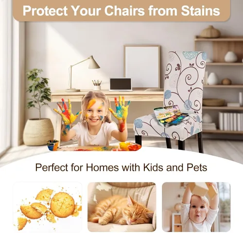 Vista 7 de SearchI Juego de 2 fundas elásticas para sillas Parsons de comedor, fundas elásticas con estampado de elastano, extraíbles, lavables, fundas