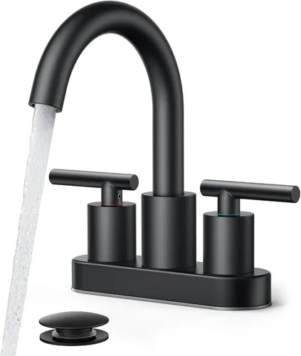 Vista 17 de FORIOUS Grifo de lavabo de baño de oro cepillado de 4 pulgadas, 2 agujeros