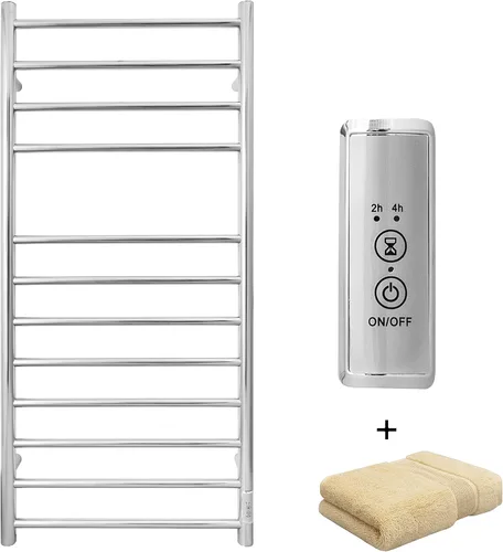 Vista 16 de KEG Calentador de toallas montado en la pared con temporizador incorporado 4 barras de acero inoxidable eléctrico calentado toallero para baño