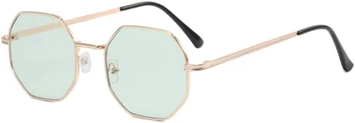Vista 19 de ENTHYI Gafas de sol de polígono para mujeres/hombres, gafas de sol vintage octágonas de metal