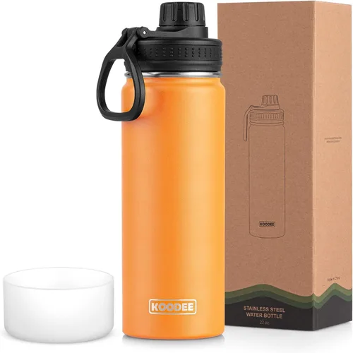 Vista 129 de koodee Botella de agua para niños, botella de agua de acero inoxidable de 12 onzas con aislamiento al vacío para la escuela, botella de agua de boca