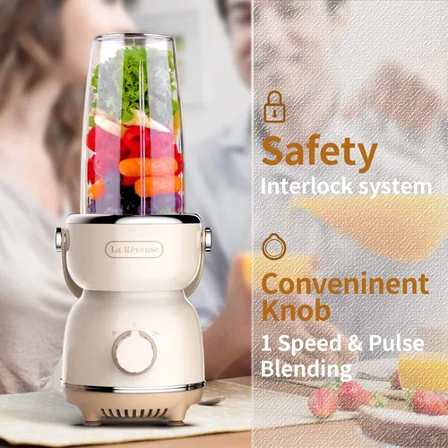 Vista 9 de La Reveuse Licuadora de tamaño personal de 300 W (plateado) + La Reveuse Retro Blender 300 W