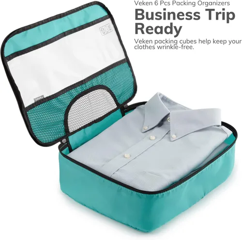 Vista 4 de 6 Set Packing Cubes for Suitcases, Travel Organizer Bags for Carry on Luggage, Veken Suitcase Organizer Bags Set for Travel Essentials Travel