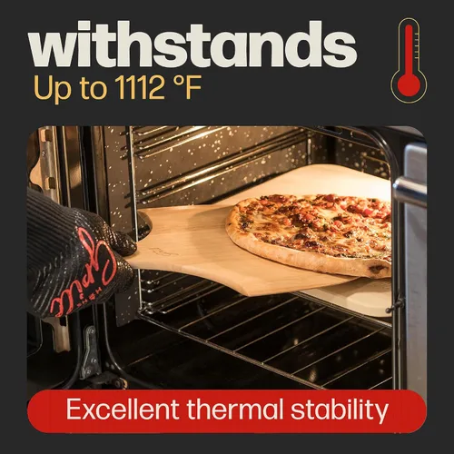 Vista 5 de HANS GRILL Rocker rectangular para pizza y cortador de pizza Piedra de pizza para horno y barbacoa con cáscara de madera gratis de 15 x 12
