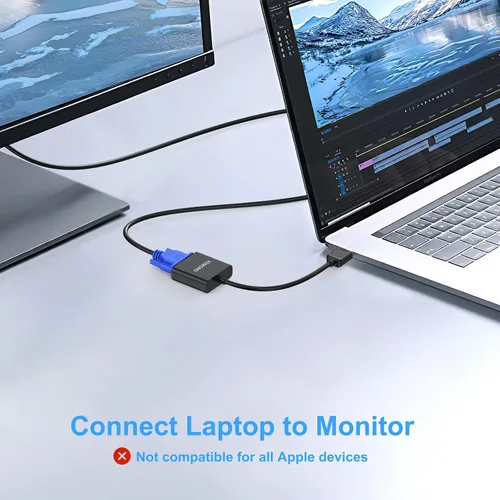 Vista 2 de FEMORO Adaptador HDMI a VGA, paquete de 10 unidades, adaptadores de convertidor de cable HDMI VGA macho a hembra para monitor, PC, portátil