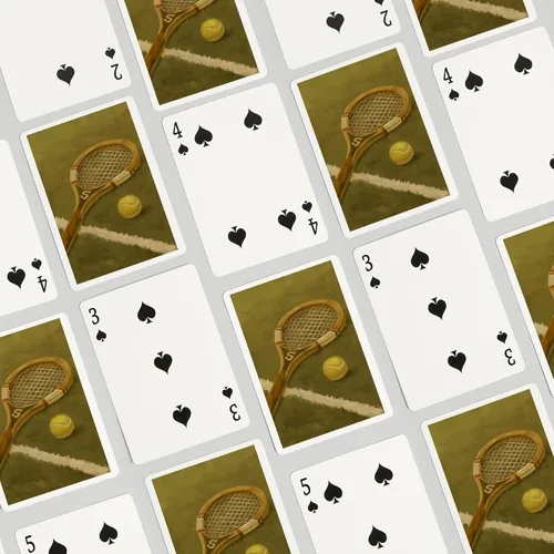 Vista 4 de Lantern Press Raqueta de tenis, pintura al óleo (52 cartas de juego, baraja de cartas de tamaño póker con comodines)