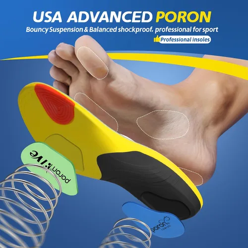 Vista 2 de Plantillas deportivas profesionales con soporte de arco medio y absorción de impactos para alivio del dolor de fascitis plantar y pies planos