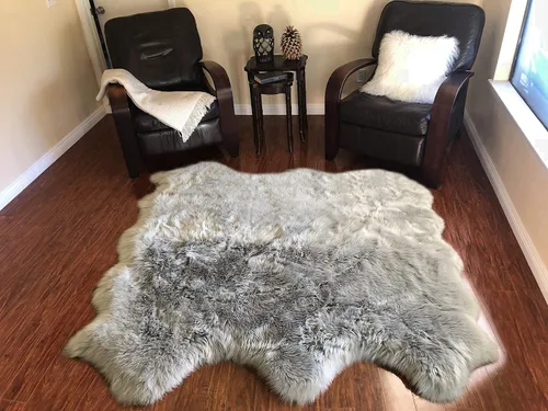 Vista 21 de LAMBZY Alfombra de piel de oveja auténtica, parte inferior gruesa y fuerte, fácilmente lavable, resistente a las manchas, perfecta para sala