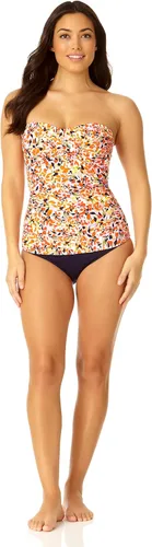 Vista 4 de Anne Cole Top de natación tipo tankini con nudo frontal fruncido para mujer